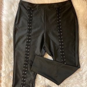 Shein Curve Plus High Waist Grommet Lace Up Front Skinny Pants - Brand New